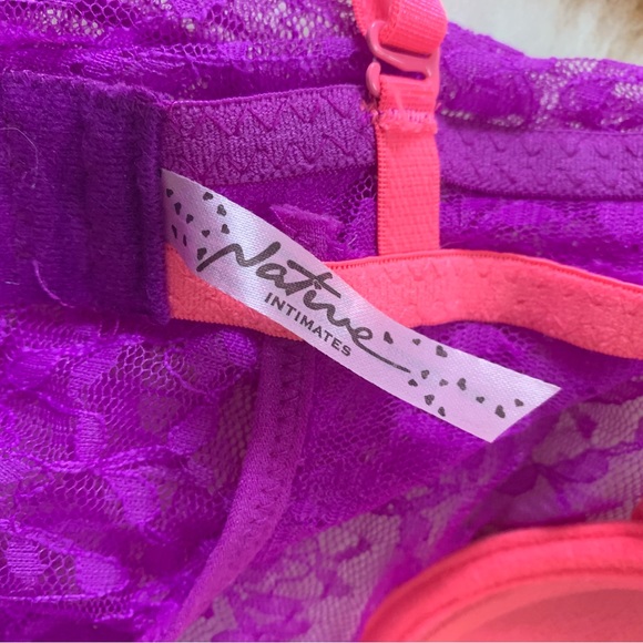 Native Intimates Pink & Purple Lace Lingerie Bra Top - Picture 7 of 11